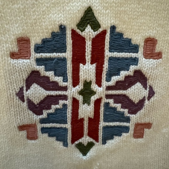 VTG 90s Nordic Fisherman Hearts Fair Isle Sweater Cotton Grannycore Cottagecore - Picture 15 of 16